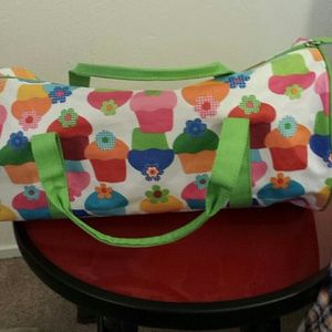 Kids green and pink cupcake tote